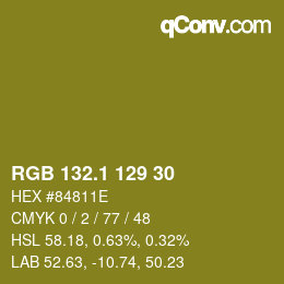 カラーコード: RGB 132.1 129 30 | qconv.com