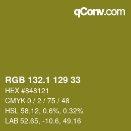 カラーコード: RGB 132.1 129 33 | qconv.com
