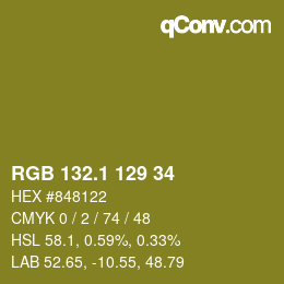 カラーコード: RGB 132.1 129 34 | qconv.com