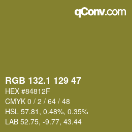 Color code: RGB 132.1 129 47 | qconv.com
