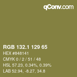 カラーコード: RGB 132.1 129 65 | qconv.com