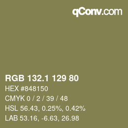 Color code: RGB 132.1 129 80 | qconv.com