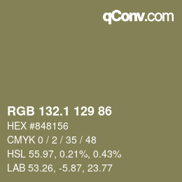 カラーコード: RGB 132.1 129 86 | qconv.com