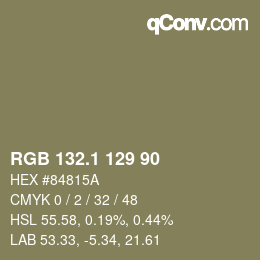 カラーコード: RGB 132.1 129 90 | qconv.com
