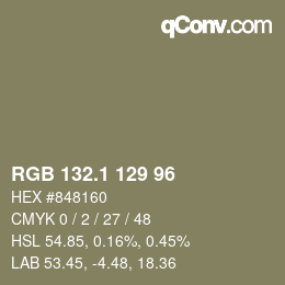 カラーコード: RGB 132.1 129 96 | qconv.com