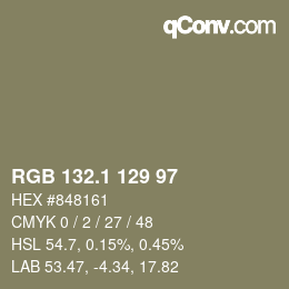 カラーコード: RGB 132.1 129 97 | qconv.com