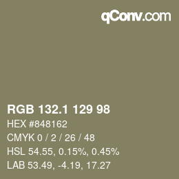 カラーコード: RGB 132.1 129 98 | qconv.com