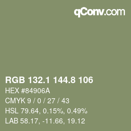 Código de color: RGB 132.1 144.8 106 | qconv.com