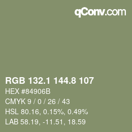 Color code: RGB 132.1 144.8 107 | qconv.com