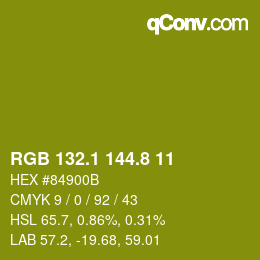 カラーコード: RGB 132.1 144.8 11 | qconv.com