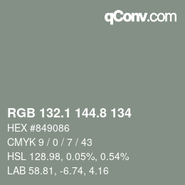 カラーコード: RGB 132.1 144.8 134 | qconv.com
