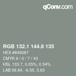 Color code: RGB 132.1 144.8 135 | qconv.com