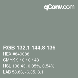 Color code: RGB 132.1 144.8 136 | qconv.com
