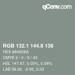 Color code: RGB 132.1 144.8 138 | qconv.com