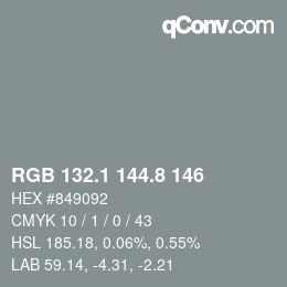 Color code: RGB 132.1 144.8 146 | qconv.com