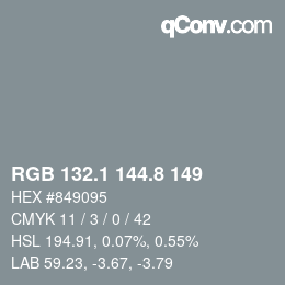 Color code: RGB 132.1 144.8 149 | qconv.com