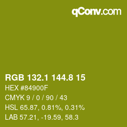 カラーコード: RGB 132.1 144.8 15 | qconv.com