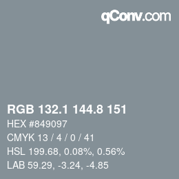 Código de color: RGB 132.1 144.8 151 | qconv.com