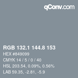 カラーコード: RGB 132.1 144.8 153 | qconv.com