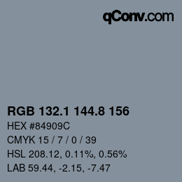Código de color: RGB 132.1 144.8 156 | qconv.com