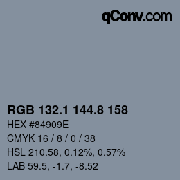 Color code: RGB 132.1 144.8 158 | qconv.com