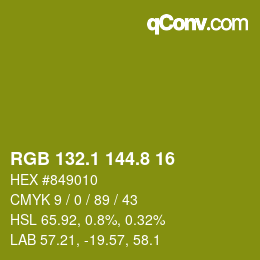 カラーコード: RGB 132.1 144.8 16 | qconv.com
