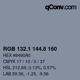 Color code: RGB 132.1 144.8 160 | qconv.com