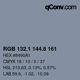 Color code: RGB 132.1 144.8 161 | qconv.com