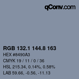Código de color: RGB 132.1 144.8 163 | qconv.com