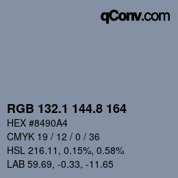Color code: RGB 132.1 144.8 164 | qconv.com