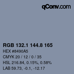 Color code: RGB 132.1 144.8 165 | qconv.com