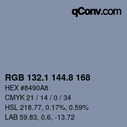 Color code: RGB 132.1 144.8 168 | qconv.com