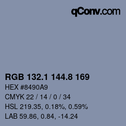 Color code: RGB 132.1 144.8 169 | qconv.com