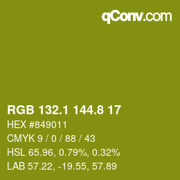 カラーコード: RGB 132.1 144.8 17 | qconv.com