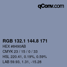 Color code: RGB 132.1 144.8 171 | qconv.com