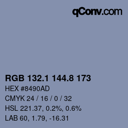 Code couleur: RGB 132.1 144.8 173 | qconv.com