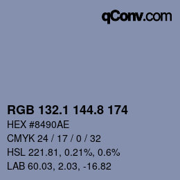 Color code: RGB 132.1 144.8 174 | qconv.com