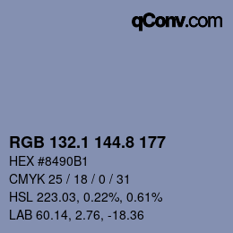Código de color: RGB 132.1 144.8 177 | qconv.com