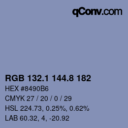 Color code: RGB 132.1 144.8 182 | qconv.com