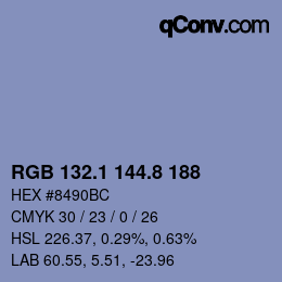 カラーコード: RGB 132.1 144.8 188 | qconv.com