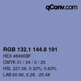 Color code: RGB 132.1 144.8 191 | qconv.com
