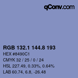 Color code: RGB 132.1 144.8 193 | qconv.com