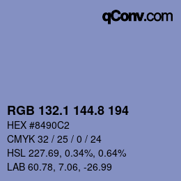 Farbcode: RGB 132.1 144.8 194 | qconv.com