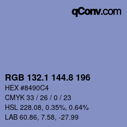 Color code: RGB 132.1 144.8 196 | qconv.com