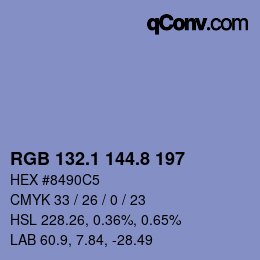 Color code: RGB 132.1 144.8 197 | qconv.com