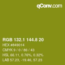 カラーコード: RGB 132.1 144.8 20 | qconv.com