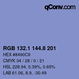 Color code: RGB 132.1 144.8 201 | qconv.com