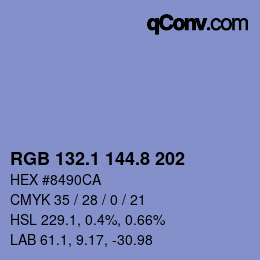 Color code: RGB 132.1 144.8 202 | qconv.com