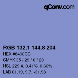カラーコード: RGB 132.1 144.8 204 | qconv.com