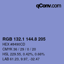 カラーコード: RGB 132.1 144.8 205 | qconv.com